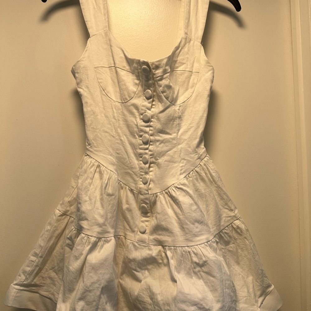 White Button-Front Tiered Sundress